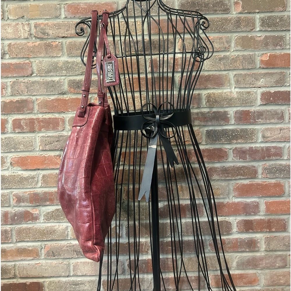 Badgley Mischka Maroon Shoulder Bag With Silver Hardware